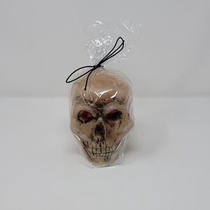 Bleeding Skull Candle Halloween Gothic Decor 4.4in Beige Red Spooky Horror